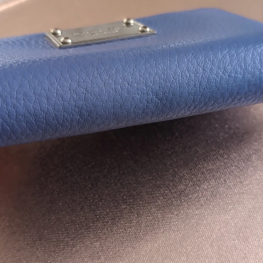 Michael Kors Blue Saffiano Leather Zip around Wallet
